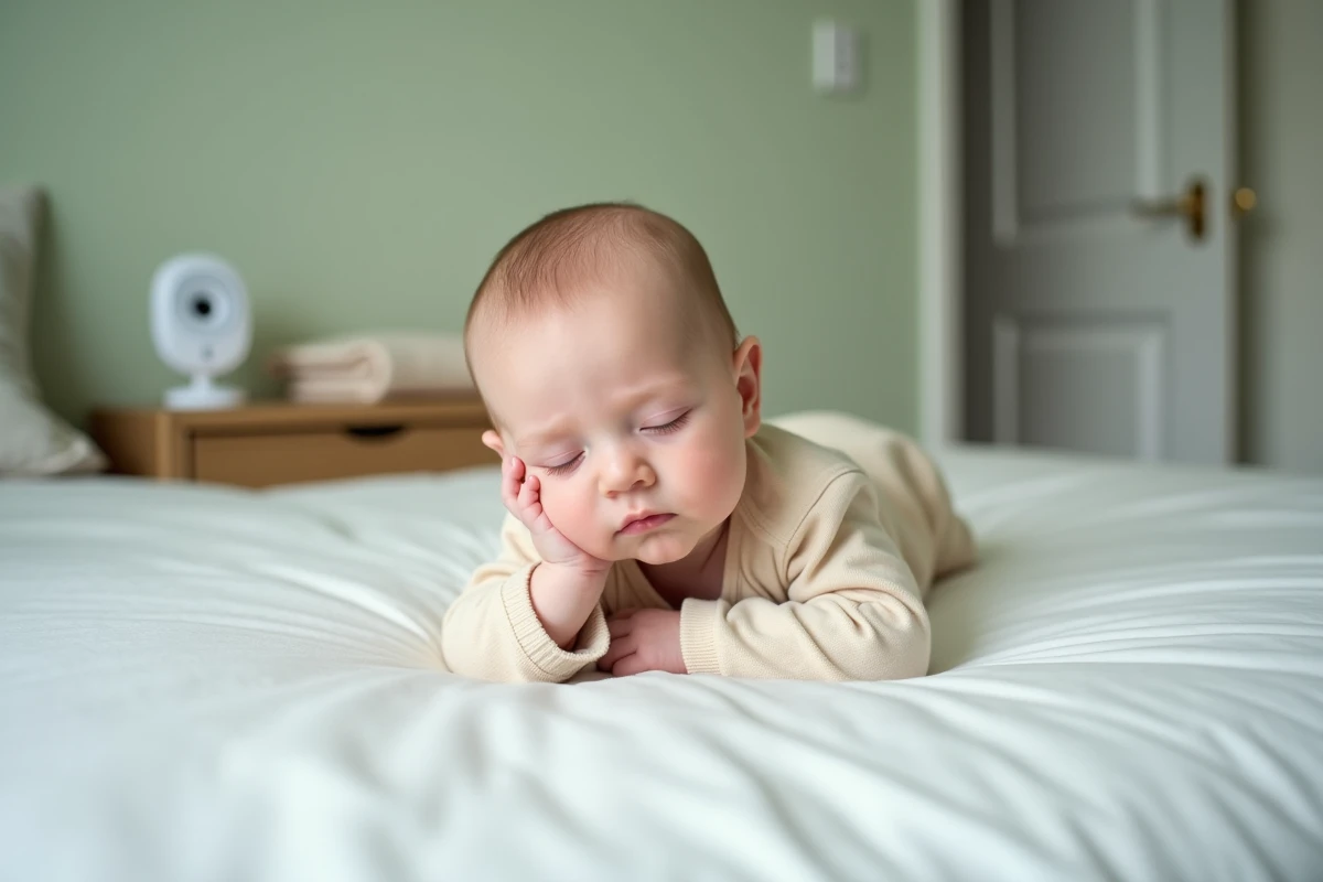 Bébé endormi paisiblement dans son lit, représentant les habitudes de sommeil prolongé associées à l'autisme infantile