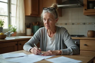 Femme mature réfléchissant à la rédaction d'un testament pour partager son héritage entre ses enfants de manière inégale