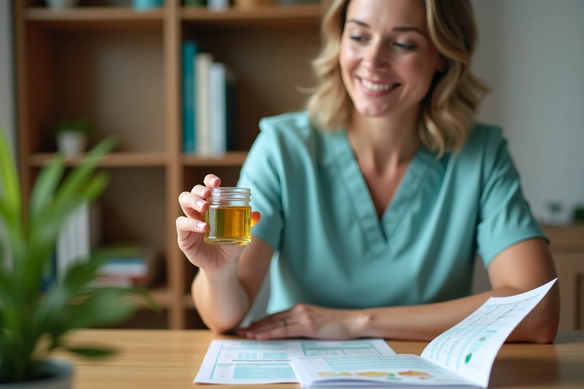 Nutritionniste pédiatrique évaluant une huile de colza recommandée pour les repas de bébé