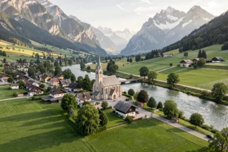Village de Bendern dans la vallée du Rhin au Liechtenstein